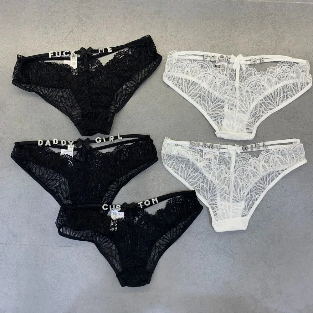 Women's Fashion Rhinestone Letter Full Sheer Thongs Beyond Trends Hub
