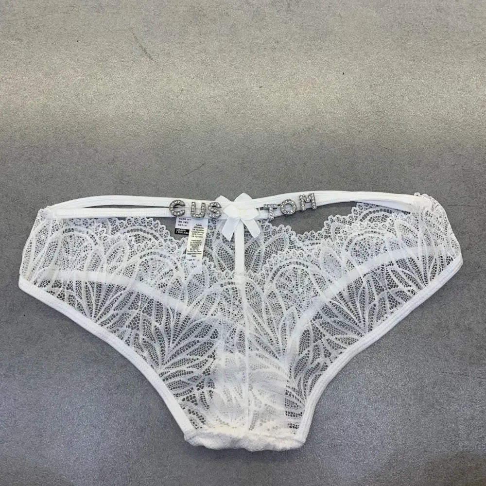 Women's Fashion Rhinestone Letter Full Sheer Thongs Beyond Trends Hub