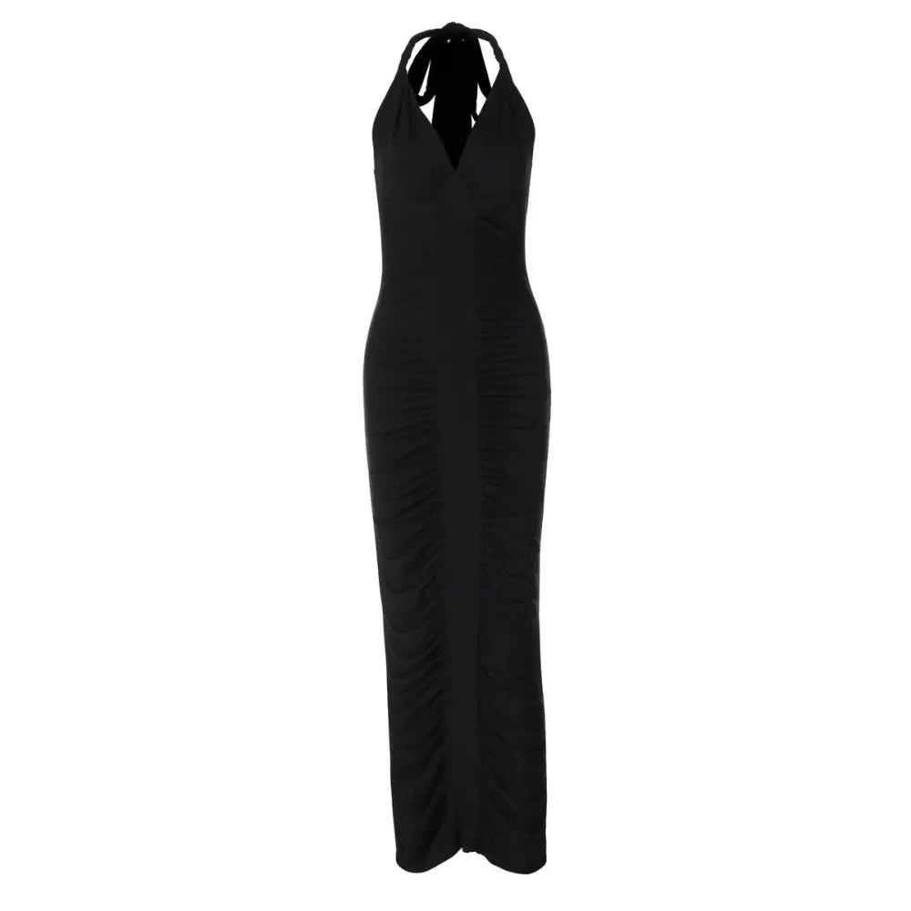 Women’s Fashion V-neck Backless Lace-up Dress