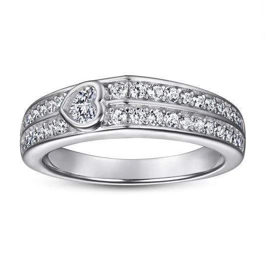 Women’s Fashion Wedding Rings Heart-shaped Row Diamond Ring
