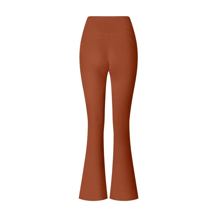 Women’s Flared Pants Yoga High Waist Slim Tight Trousers Fitness Sports Clothing - Dark orange / S - 4