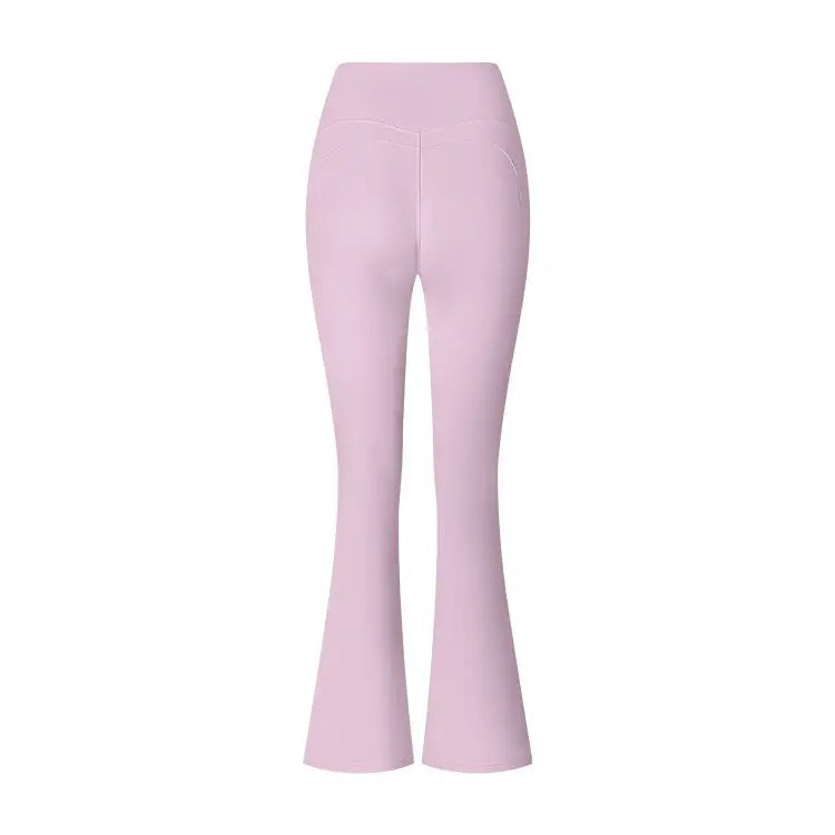 Women’s Flared Pants Yoga High Waist Slim Tight Trousers Fitness Sports Clothing - Pink peony / S - 4