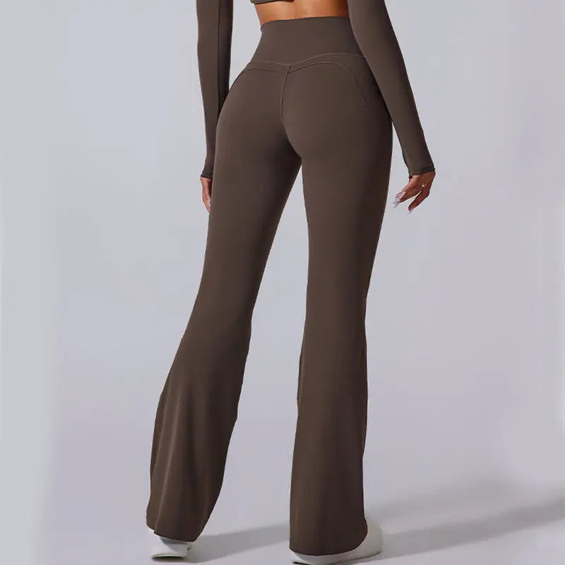 Women’s Flared Pants Yoga High Waist Slim Tight Trousers Fitness Sports Clothing - 4