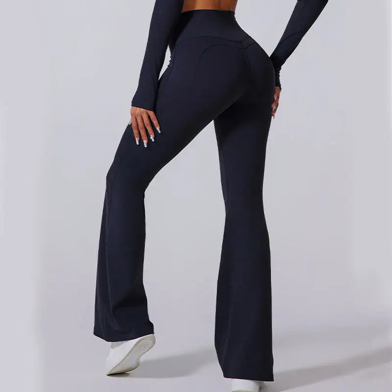 Women’s Flared Pants Yoga High Waist Slim Tight Trousers Fitness Sports Clothing - 4