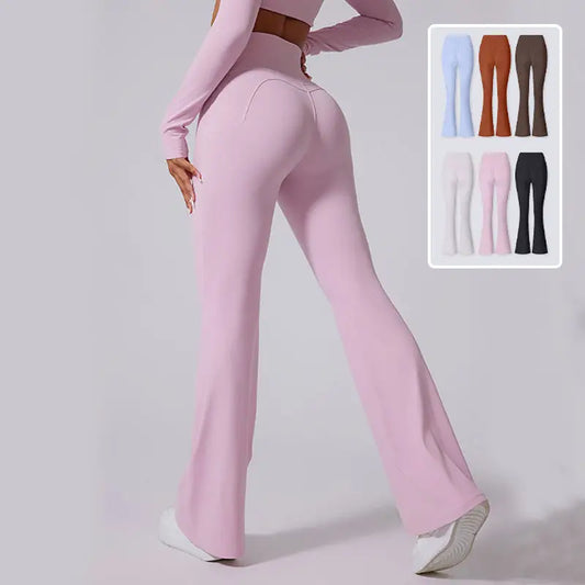 Women’s Flared Pants Yoga High Waist Slim Tight Trousers Fitness Sports Clothing - 4