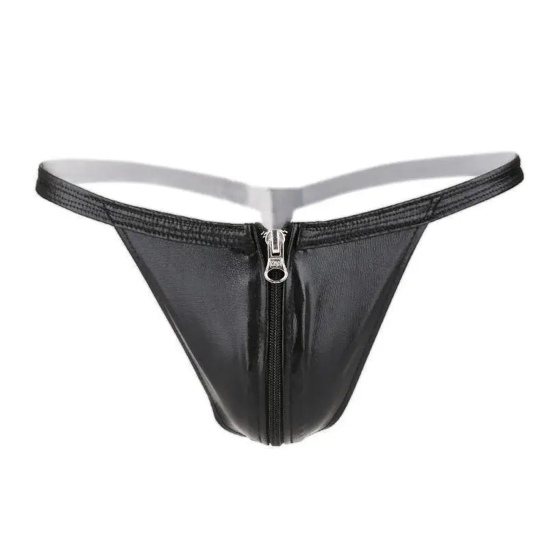 Women's front-opening leather pants T-pants abuse bondage adult products zipper thongs Beyond Trends Hub