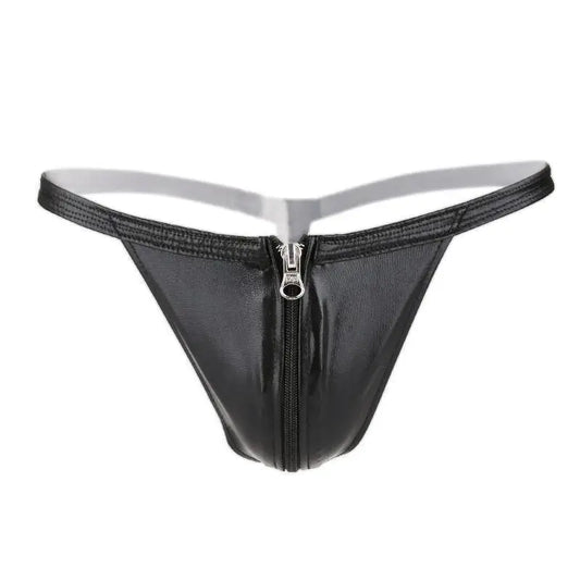 Women's front-opening leather pants T-pants abuse bondage adult products zipper thongs Beyond Trends Hub
