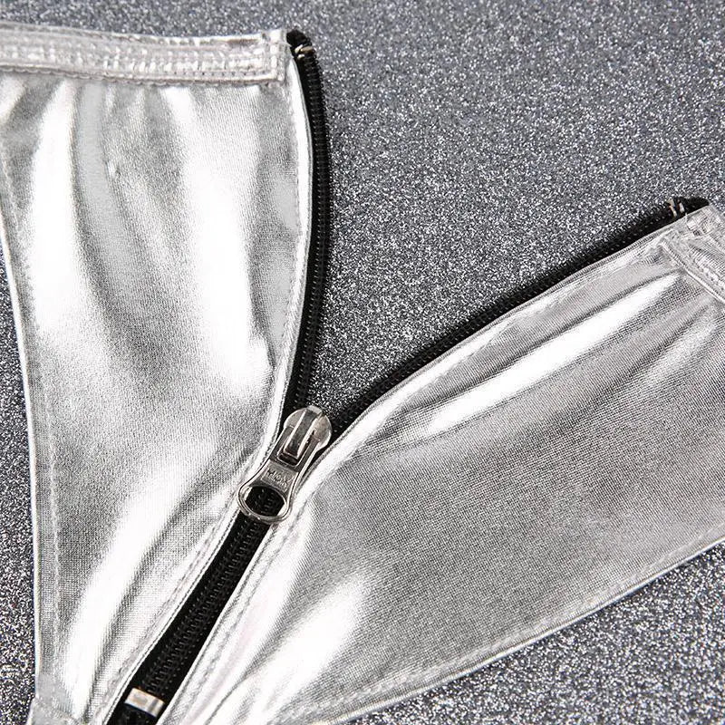 Women's front-opening leather pants T-pants abuse bondage adult products zipper thongs Beyond Trends Hub