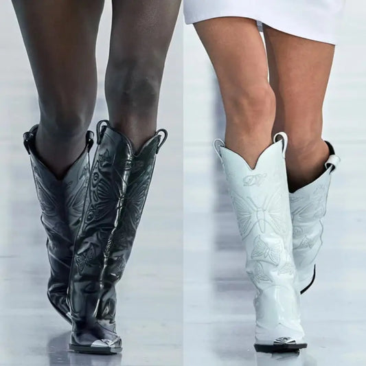 Women's High-heeled Metal Pointed-toe Bowknot Embroidered Boots Beyond Trends Hub