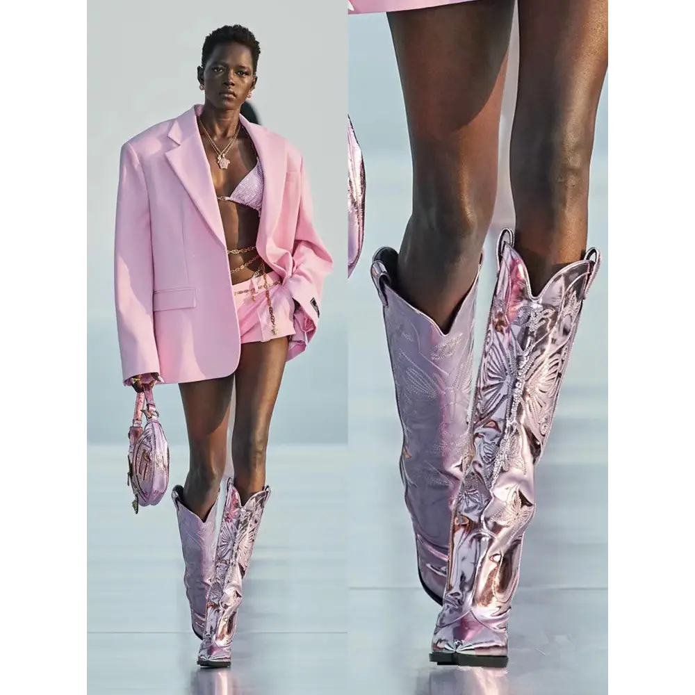 Women's High-heeled Metal Pointed-toe Bowknot Embroidered Boots Beyond Trends Hub