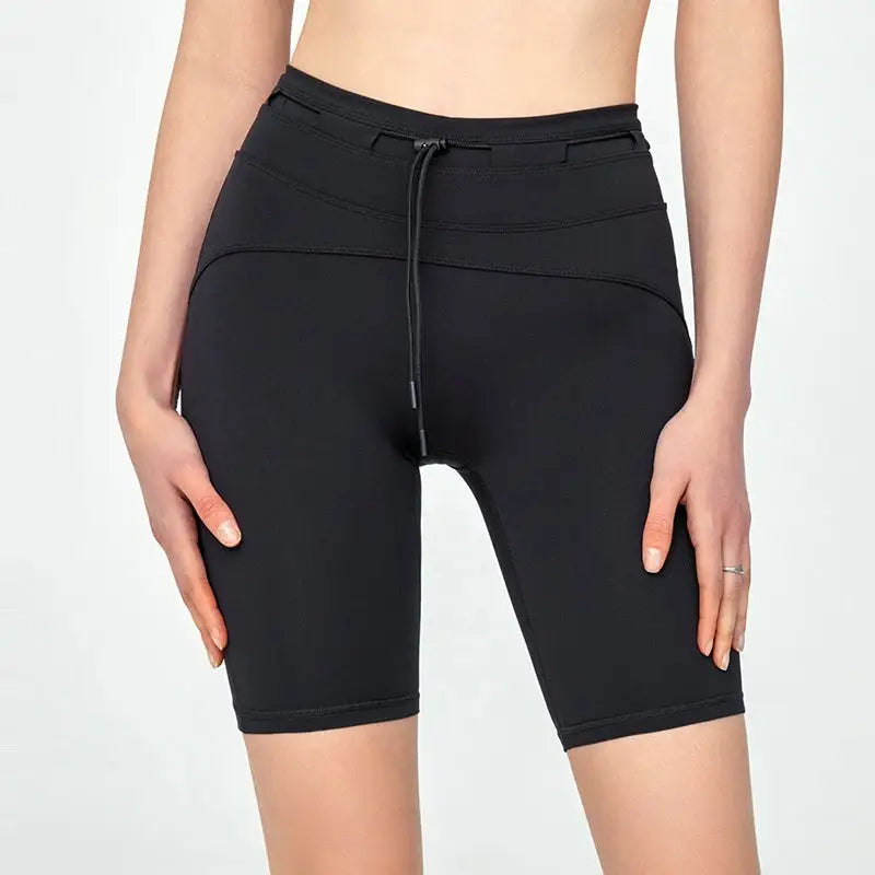 Women's High Waist Hip Lift Tight Drawstring Yoga Shorts Beyond Trends Hub