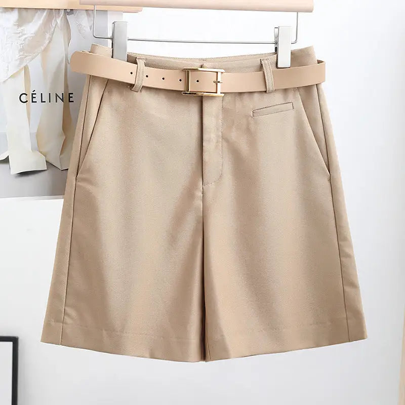 Women’s High Waist Thin Plus Size Suit Shorts - Apricot / S