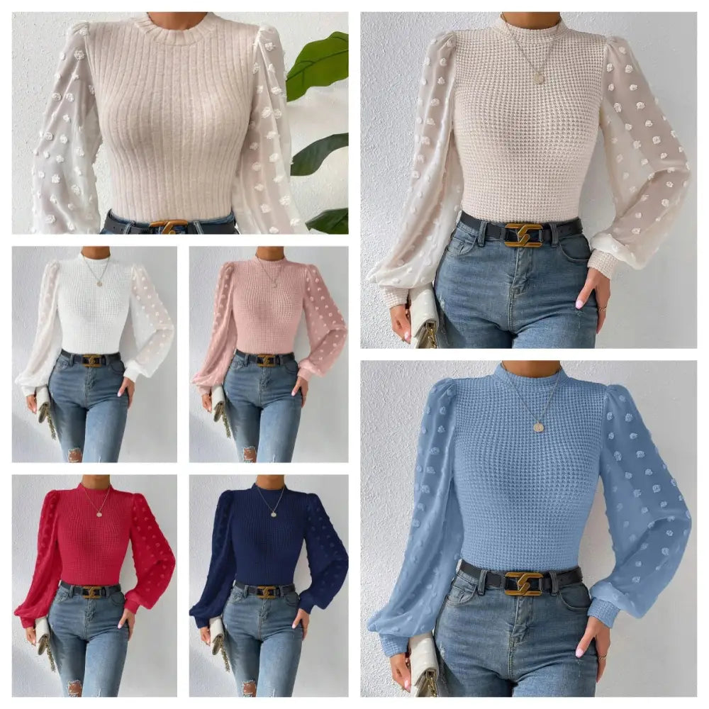 Women's Knitwear Round Neck Stitching Long Sleeve Beyond Trends Hub