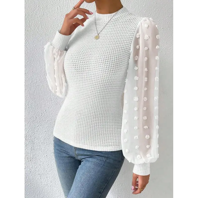 Women's Knitwear Round Neck Stitching Long Sleeve Beyond Trends Hub