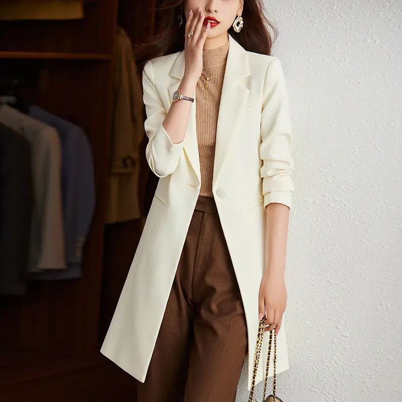Women’s Korean Formal Suit Commuting Windbreaker - Beige / S