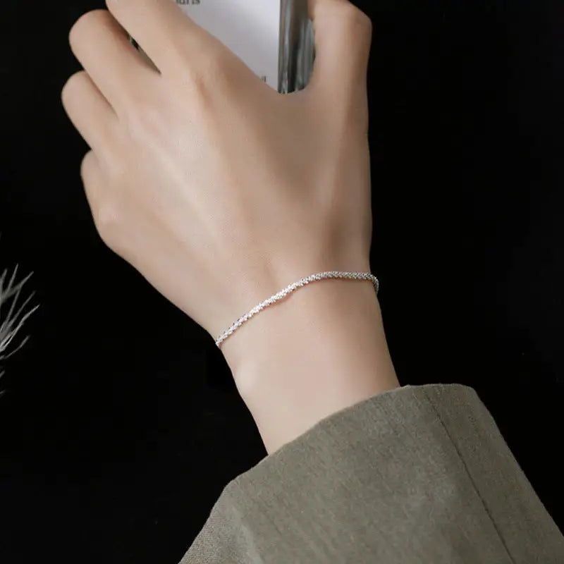 Women’s Korean-style Exquisite Zircon Temperamental Bracelet - Silver