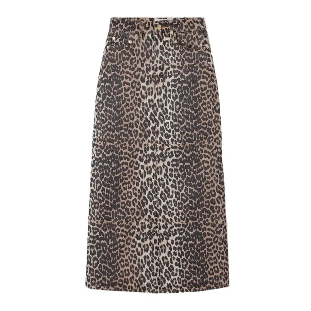 Women’s Leopard Print Straight Ankle-length Skirt