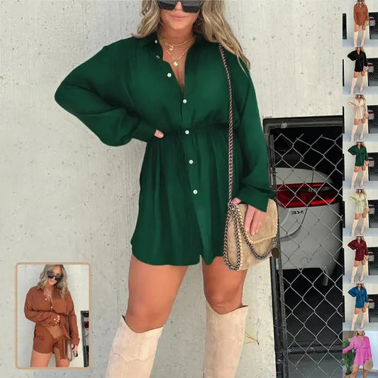Women's Long Sleeve Jumpsuit With Button Fashion Shirt Dress Beyond Trends Hub
