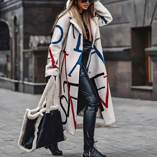 Women's Long-sleeved Lapel Plaid Mid-length Woolen Coat Beyond Trends Hub