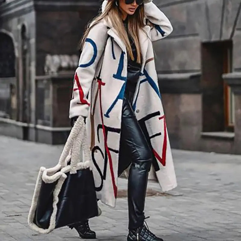 Women's Long-sleeved Lapel Plaid Mid-length Woolen Coat Beyond Trends Hub