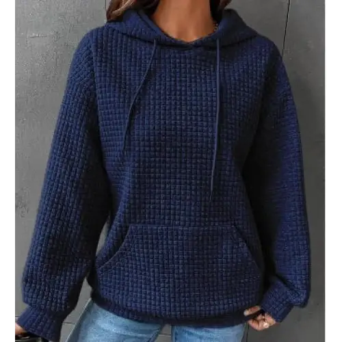 Women’s Loose Casual Solid Color Long-sleeved Sweater - Blue / 2XL