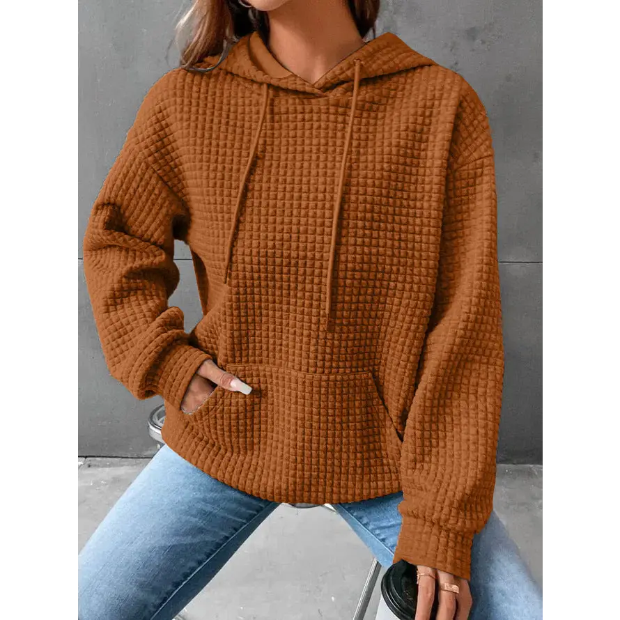 Women’s Loose Casual Solid Color Long-sleeved Sweater - Brown / 2XL