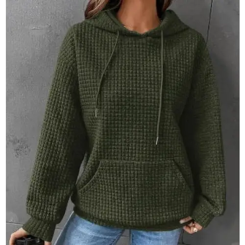 Women’s Loose Casual Solid Color Long-sleeved Sweater - Green / 2XL