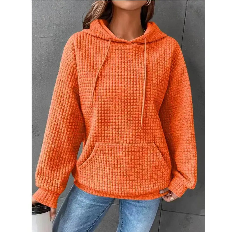 Women’s Loose Casual Solid Color Long-sleeved Sweater - Orange / 2XL
