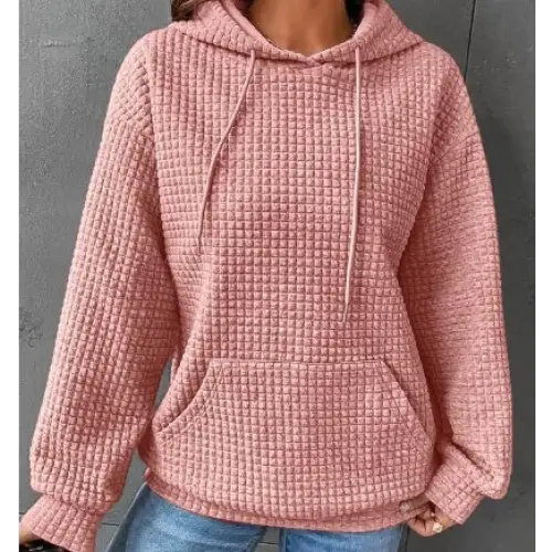 Women’s Loose Casual Solid Color Long-sleeved Sweater - Pink / 2XL