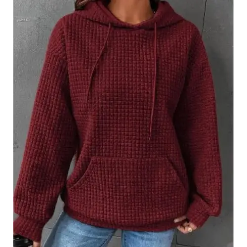 Women’s Loose Casual Solid Color Long-sleeved Sweater - Red / 2XL