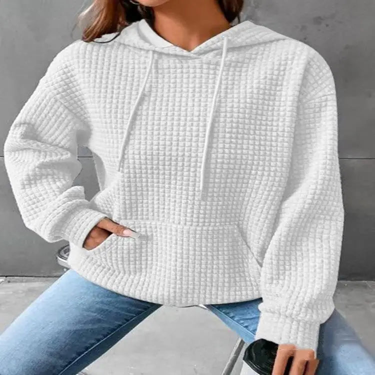 Women’s Loose Casual Solid Color Long-sleeved Sweater - White / S