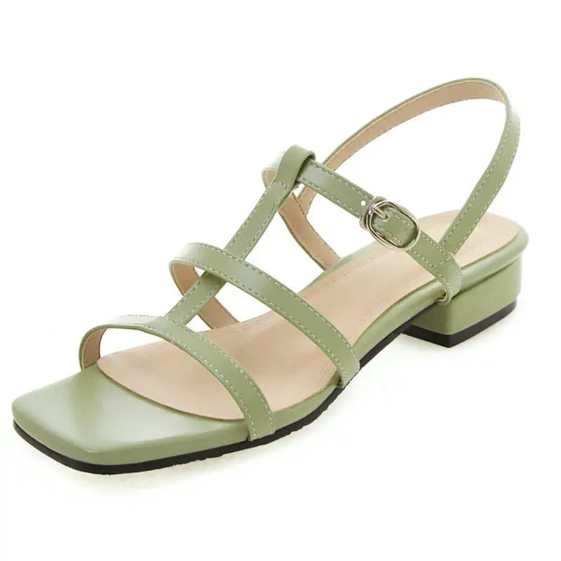 Women’s Low Heel Open Toe Sandals Plus Size - Green / 34