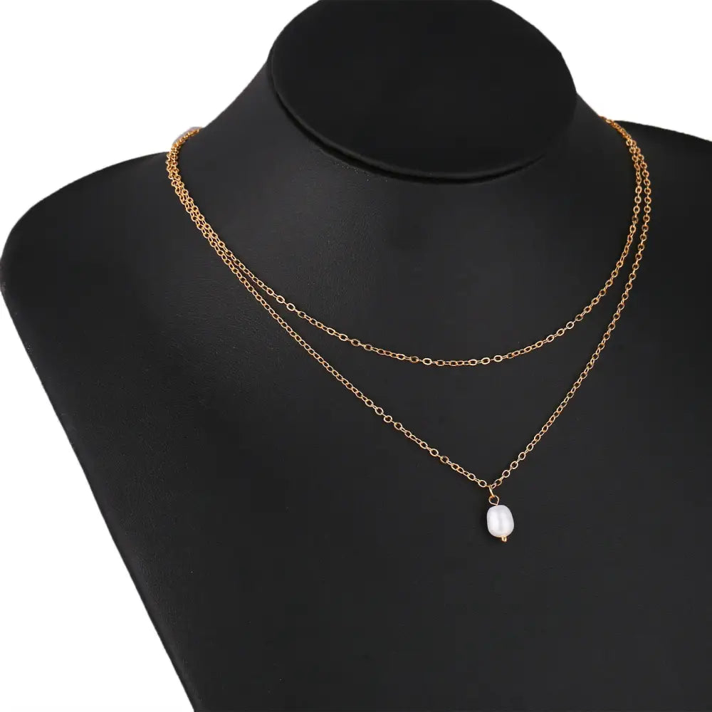 Women’s Multi-layer Freshwater Pearl Pendant Necklace - Gold