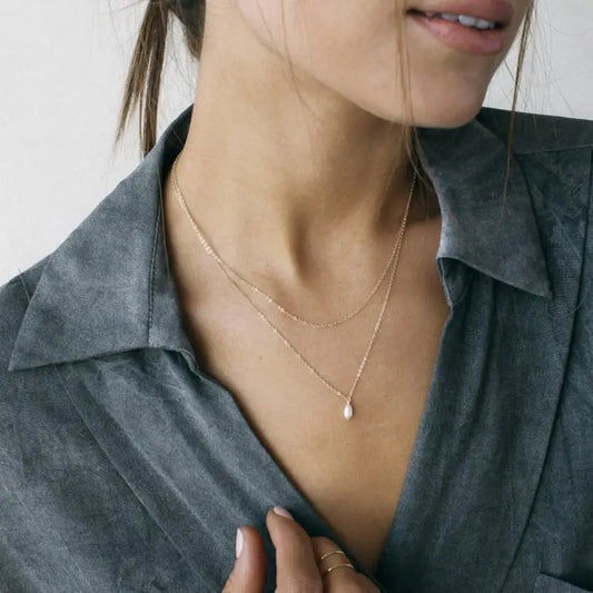 Women’s Multi-layer Freshwater Pearl Pendant Necklace - Gold