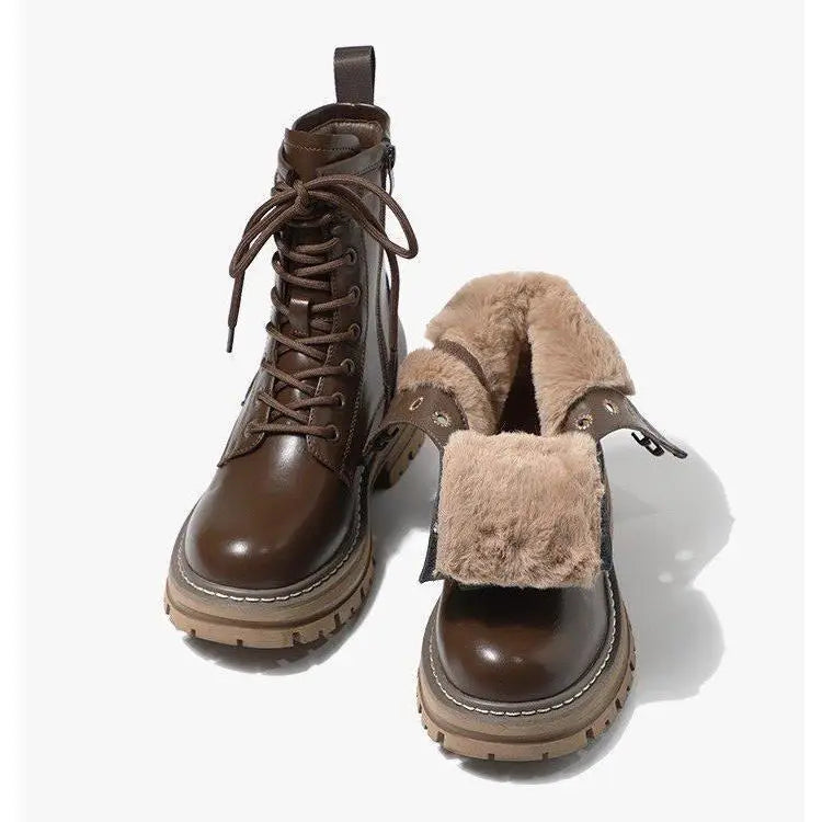 Women's New British Style Boots Fleece-lined Thickening Plus Size Beyond Trends Hub