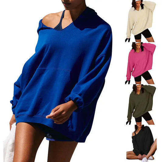 Women's Oversized Casual Hooded Pocket Sweatshirt Beyond Trends Hub