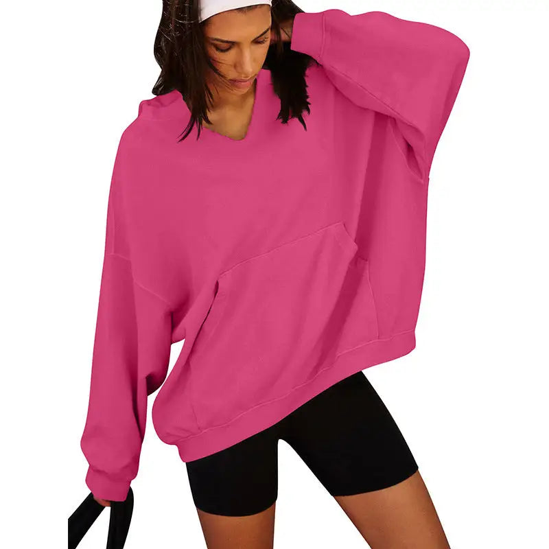Women's Oversized Casual Hooded Pocket Sweatshirt Beyond Trends Hub