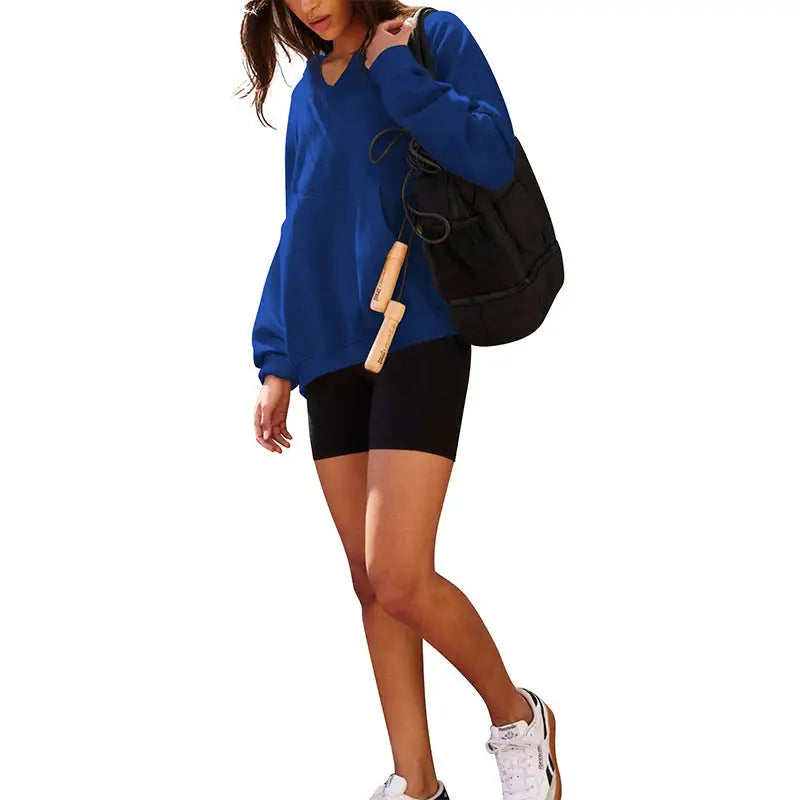 Women's Oversized Casual Hooded Pocket Sweatshirt Beyond Trends Hub