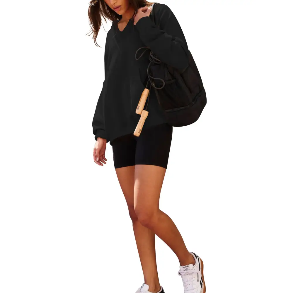 Women's Oversized Casual Hooded Pocket Sweatshirt Beyond Trends Hub