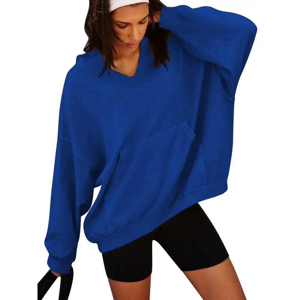 Women's Oversized Casual Hooded Pocket Sweatshirt Beyond Trends Hub