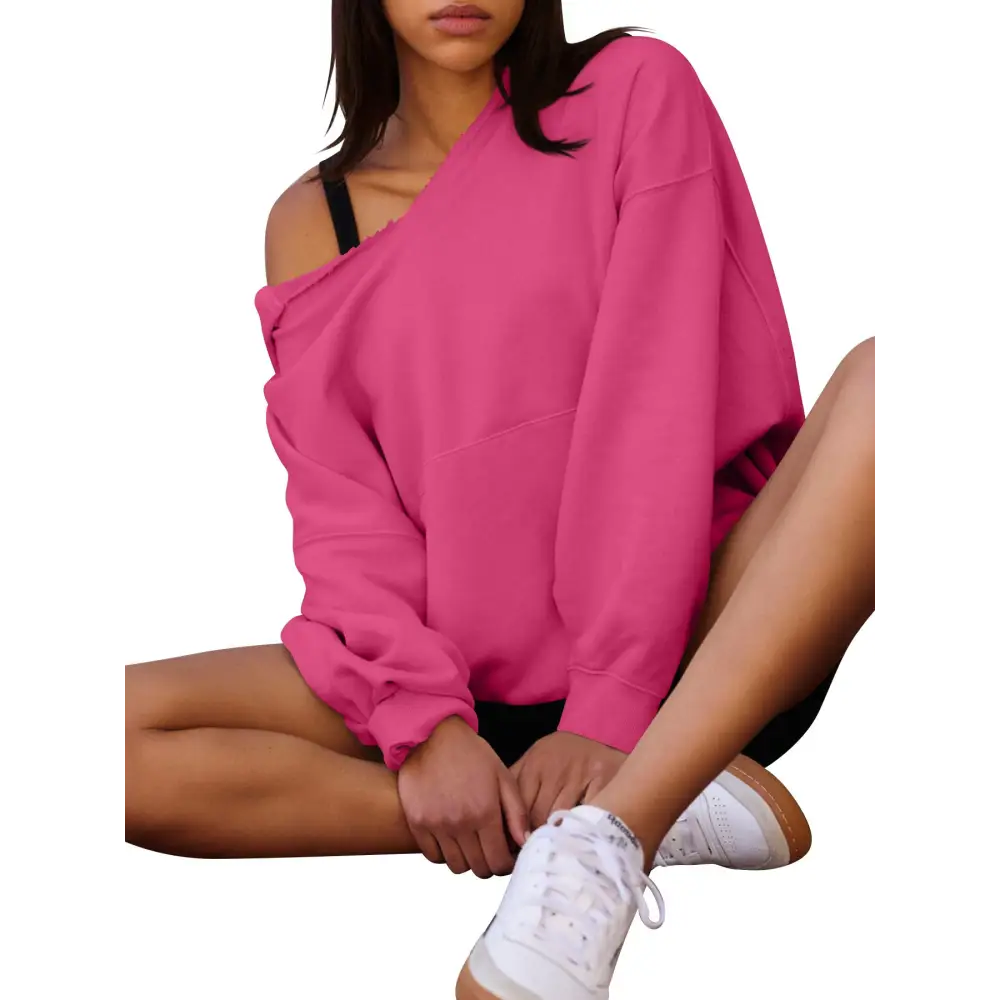 Women's Oversized Casual Hooded Pocket Sweatshirt Beyond Trends Hub
