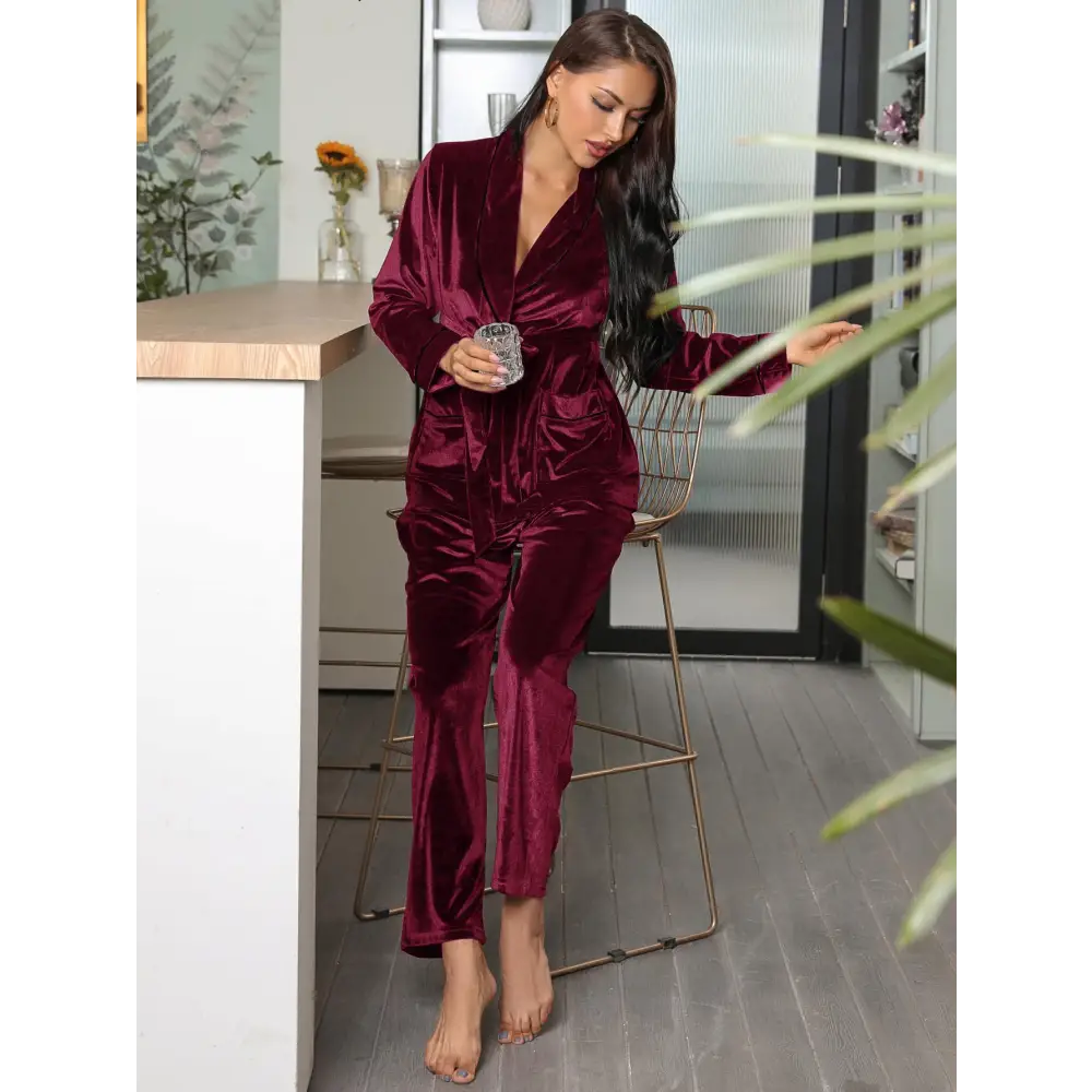 Women’s Pajamas Fleece-lined Thickened Loungewear Suit