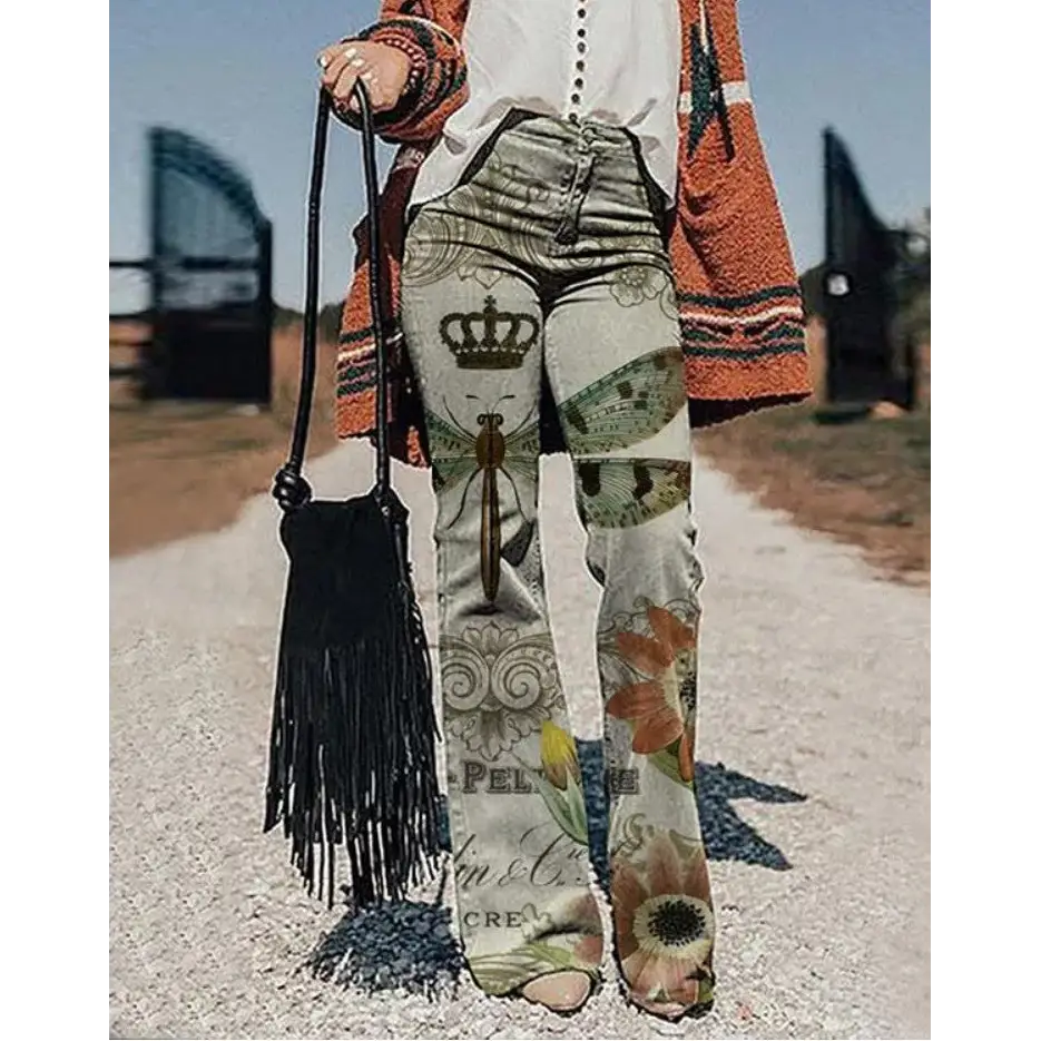 Women's Pants 3D Printed Wide-leg Pants Loose Casual Beyond Trends Hub