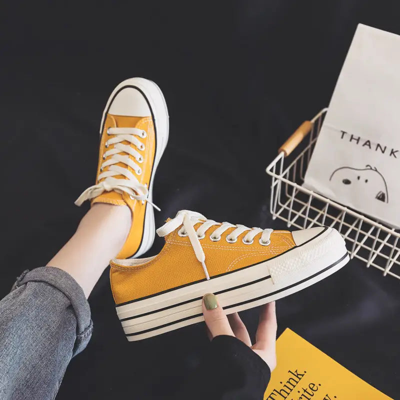 Women’s platform canvas shoes - Yellow / 38