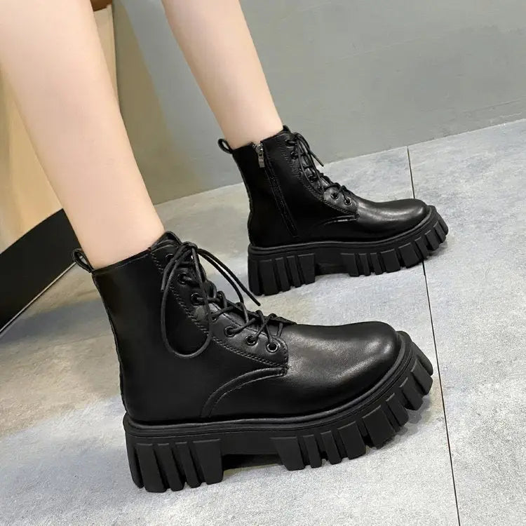 Women's Platform Lace-up Side Zip Boots Beyond Trends Hub
