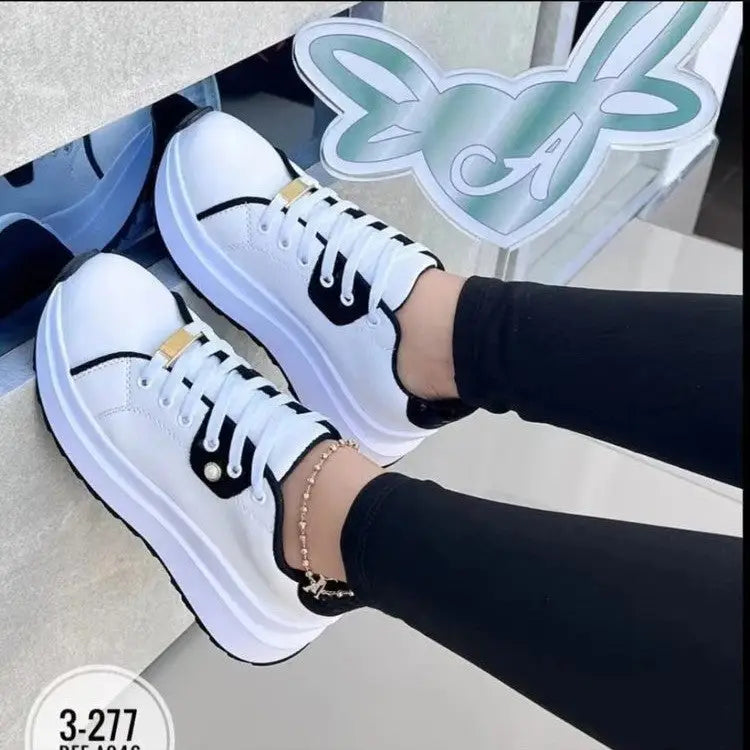 Women's Platform Shoes Lace-up White Shoes Beyond Trends Hub