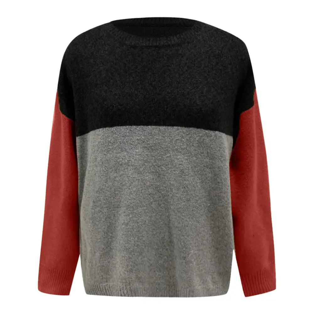Women’s plus size round neck loose striped sweater