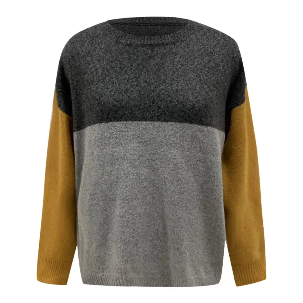 Women’s plus size round neck loose striped sweater
