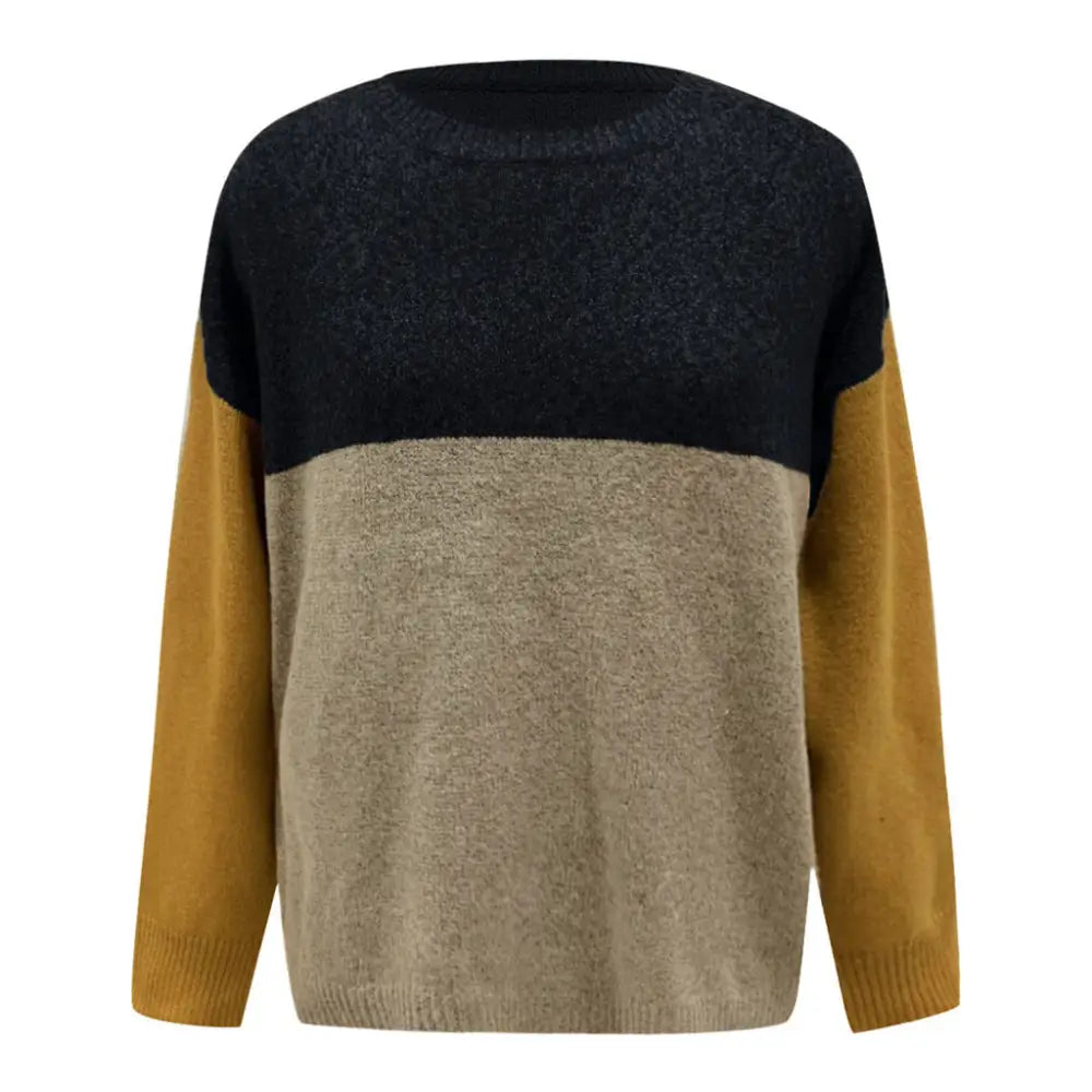 Women’s plus size round neck loose striped sweater