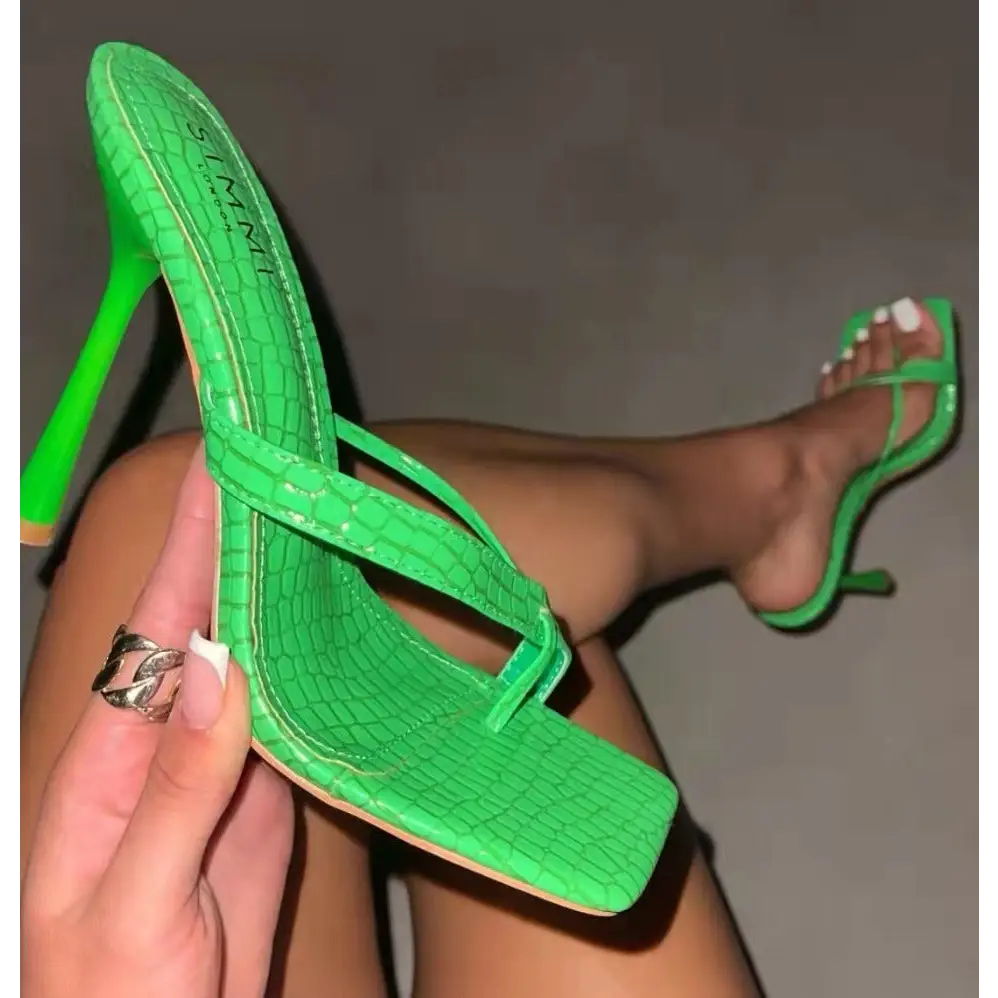 Women’s Plus Size Stiletto Slipper High Heel Sandals - Green / 36